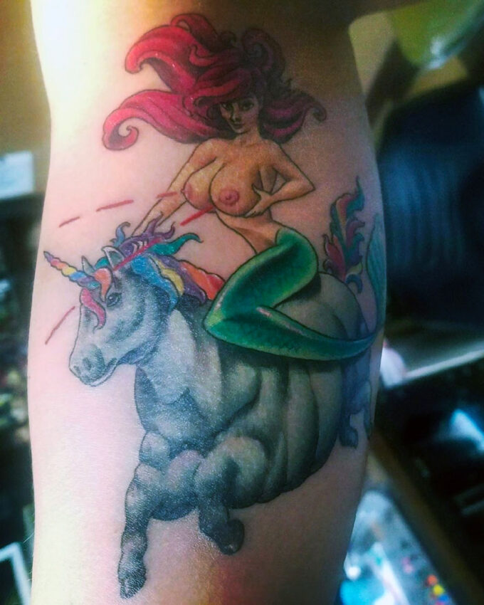 Mermaid Laser Tits Tattoo